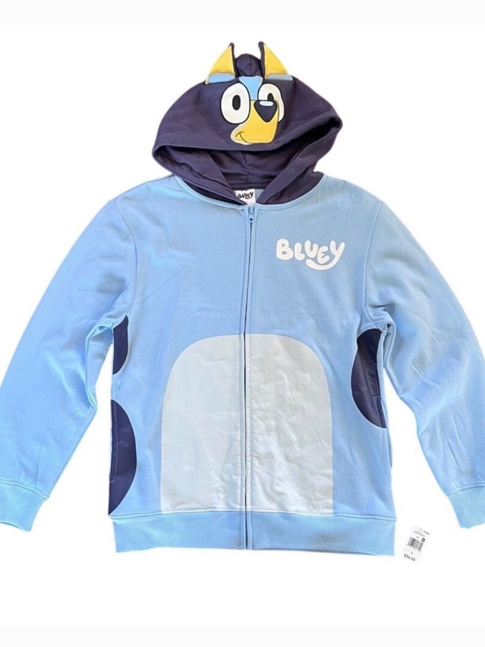 Kids Blue Character Zip-Up Hoodie with Hood Ears - Picture 2 of 6